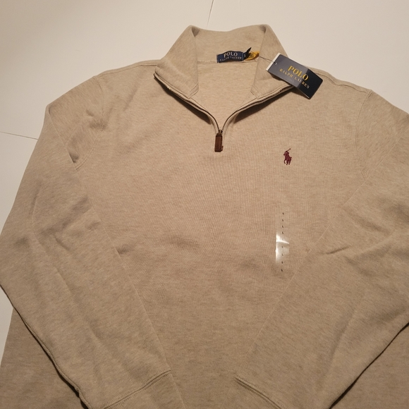 Polo Ralph Lauren Luxury Jersey Quarter-Zip Tan - Picture 12 of 16
